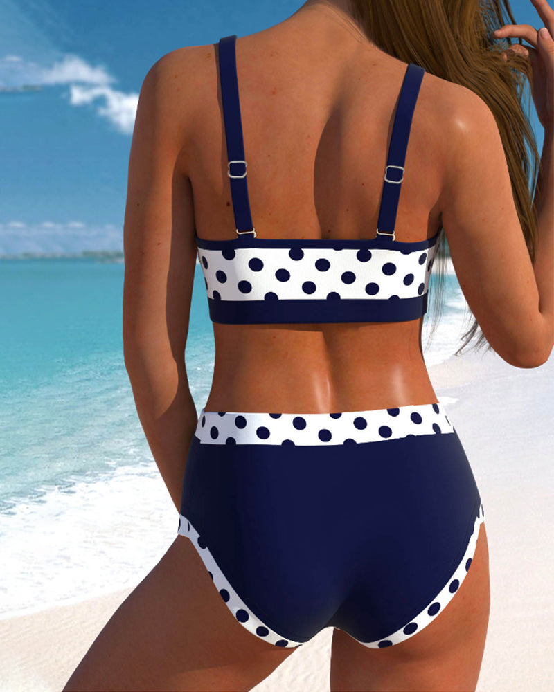 Liesbeth – Bikini cu talie înaltă, cu design patchwork