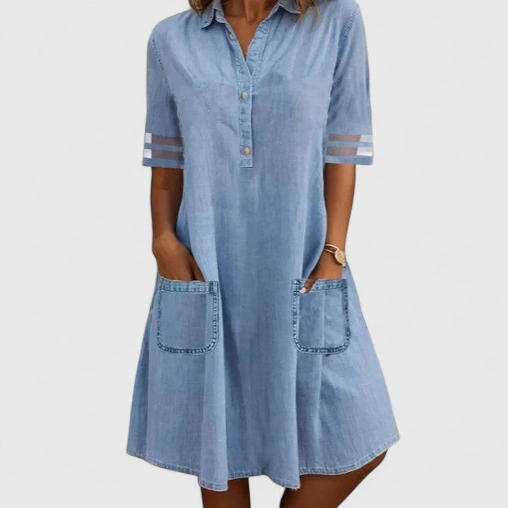 Brittany | Rochie din Denim care Complimentează Silueta