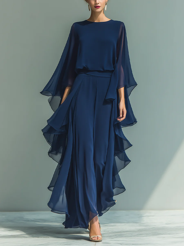 Elyssa - Set Elegant Din șifon Cu Volane