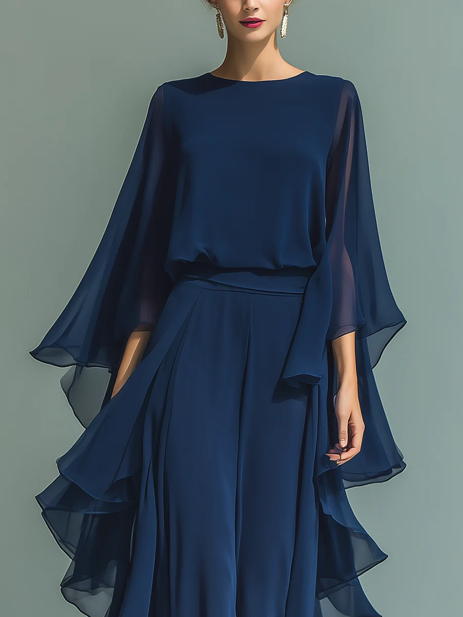 Elyssa - Set Elegant Din șifon Cu Volane