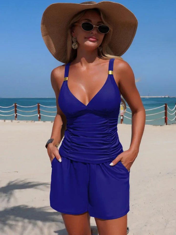 Harper | Set de tankini plisat cu buzunare