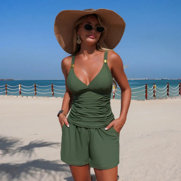 Harper | Set de tankini plisat cu buzunare